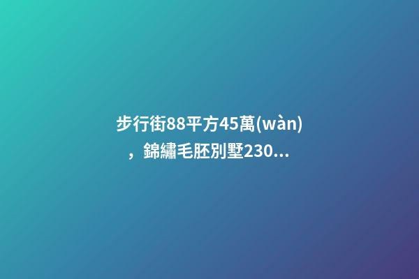 步行街88平方45萬(wàn)，錦繡毛胚別墅230萬(wàn)，城南自建房273平帶院165萬(wàn)